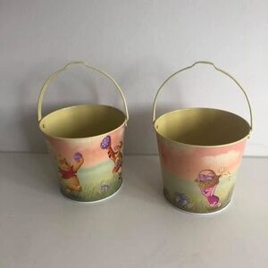 Winnie the Pooh and Piglet Metal Decorative Buckets